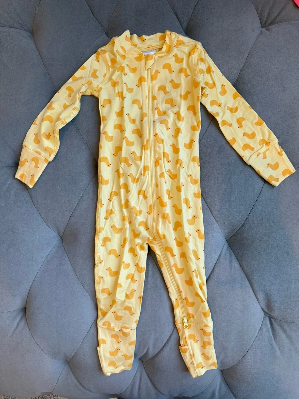 Hanna Andersson Baby Duck Zipper Convertible Footed 1-Piece Pajamas 6-12M - NWOT